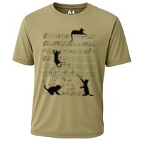 Cute Cat Kitty Playing Music Note Clef Musician Art Cooling Performance Crew T-Shirt