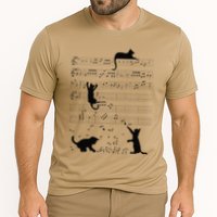 Cute Cat Kitty Playing Music Note Clef Musician Art Cooling Performance Crew T-Shirt