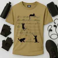 Cute Cat Kitty Playing Music Note Clef Musician Art Cooling Performance Crew T-Shirt