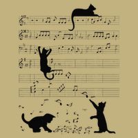 Cute Cat Kitty Playing Music Note Clef Musician Art Magnet