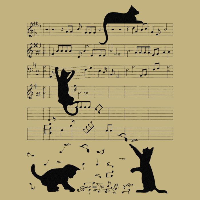 Cute Cat Kitty Playing Music Note Clef Musician Art Magnet