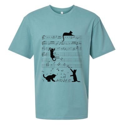 Cute Cat Kitty Playing Music Note Clef Musician Art Sueded Cloud Jersey T-Shirt