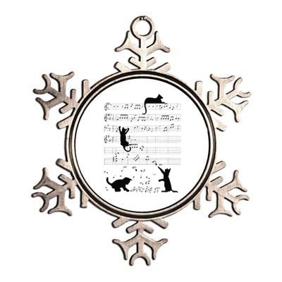 Cute Cat Kitty Playing Music Note Clef Musician Art Metallic Star Ornament