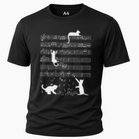 Cute Cat Kitty Playing Music Note Funny Clef Musician Art Cooling Performance Crew T-Shirt