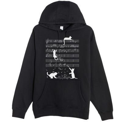 Cute Cat Kitty Playing Music Note Funny Clef Musician Art Premium Pullover Hoodie