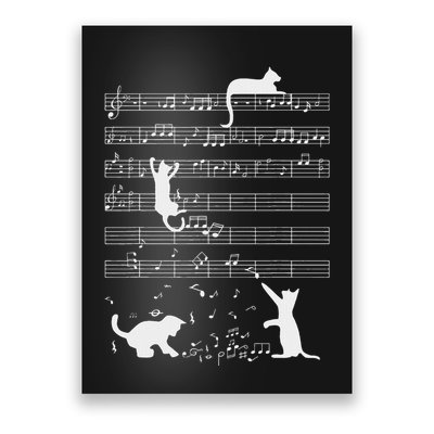 Cute Cat Kitty Playing Music Note Funny Clef Musician Art Poster