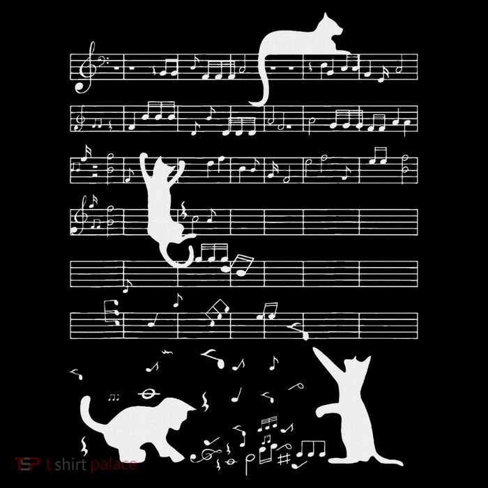 Cute Cat Kitty Playing Music Note Funny Clef Musician Art Womens T-Shirt