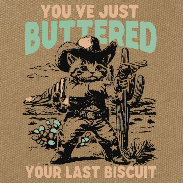 Cute Cowboy Kitten YouVe Just Buttered Your Last Biscuit Cotton Canvas Backpack