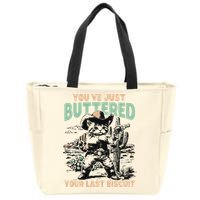 Cute Cowboy Kitten YouVe Just Buttered Your Last Biscuit Zip Tote Bag