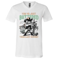 Cute Cowboy Kitten YouVe Just Buttered Your Last Biscuit V-Neck T-Shirt