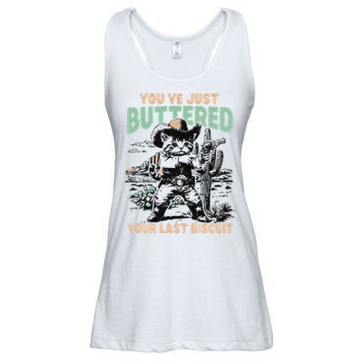 Cute Cowboy Kitten YouVe Just Buttered Your Last Biscuit Ladies Essential Flowy Tank