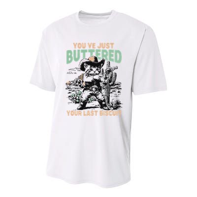 Cute Cowboy Kitten YouVe Just Buttered Your Last Biscuit Youth Performance Sprint T-Shirt