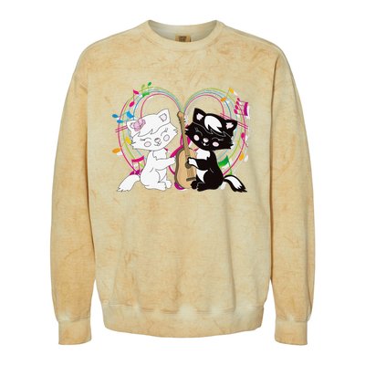 Cute Cat Kitty Playing Music Note Clef Musician Art Colorblast Crewneck Sweatshirt