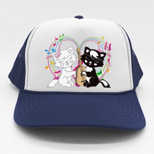 Cute Cat Kitty Playing Music Note Clef Musician Art Trucker Hat