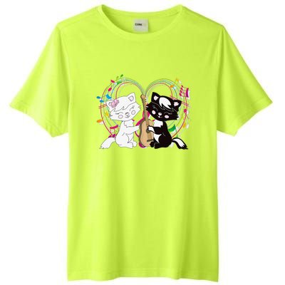 Cute Cat Kitty Playing Music Note Clef Musician Art Tall Fusion ChromaSoft Performance T-Shirt