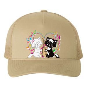 Cute Cat Kitty Playing Music Note Clef Musician Art Yupoong Adult 5-Panel Trucker Hat