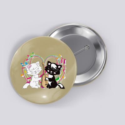 Cute Cat Kitty Playing Music Note Clef Musician Art Button