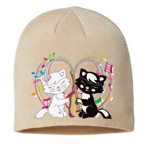 Cute Cat Kitty Playing Music Note Clef Musician Art Sustainable Beanie