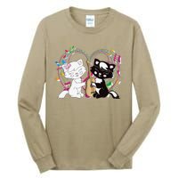 Cute Cat Kitty Playing Music Note Clef Musician Art Tall Long Sleeve T-Shirt