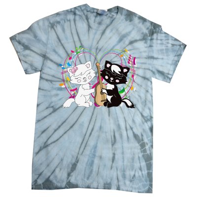 Cute Cat Kitty Playing Music Note Clef Musician Art Tie-Dye T-Shirt