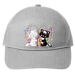 Cute Cat Kitty Playing Music Note Clef Musician Art 7-Panel Snapback Hat