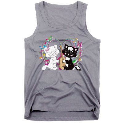 Cute Cat Kitty Playing Music Note Clef Musician Art Tank Top