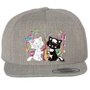 Cute Cat Kitty Playing Music Note Clef Musician Art Wool Snapback Cap