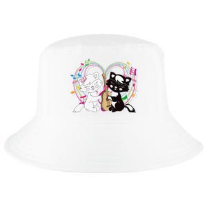 Cute Cat Kitty Playing Music Note Clef Musician Art Cool Comfort Performance Bucket Hat