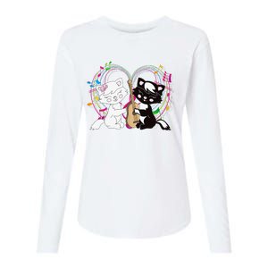 Cute Cat Kitty Playing Music Note Clef Musician Art Womens Cotton Relaxed Long Sleeve T-Shirt