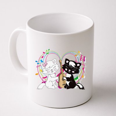 Cute Cat Kitty Playing Music Note Clef Musician Art Mug