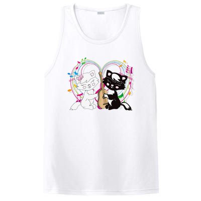 Cute Cat Kitty Playing Music Note Clef Musician Art PosiCharge Competitor Tank