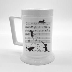 Cute Cat Kitty Playing Music Note Clef Musician Art Beer Stein