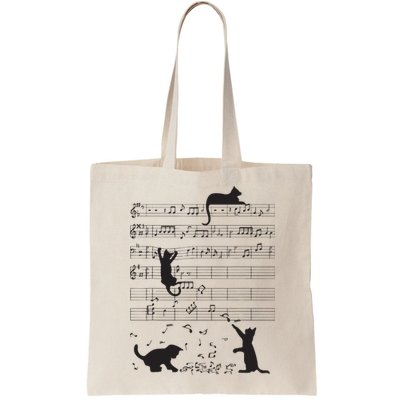 Cute Cat Kitty Playing Music Note Clef Musician Art Bag