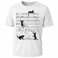 Cute Cat Kitty Playing Music Note Clef Musician Art Cooling Performance Crew T-Shirt