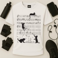 Cute Cat Kitty Playing Music Note Clef Musician Art Cooling Performance Crew T-Shirt