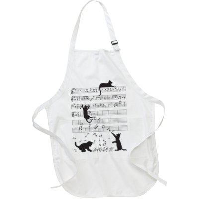 Cute Cat Kitty Playing Music Note Clef Musician Art Apron