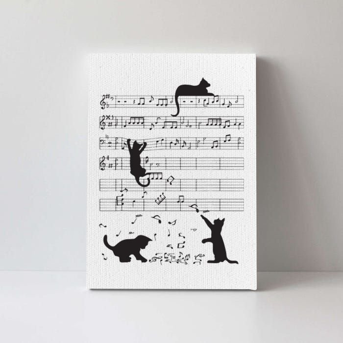 Cute Cat Kitty Playing Music Note Clef Musician Art Canvas