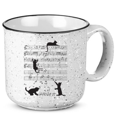 Cute Cat Kitty Playing Music Note Clef Musician Art 15oz Campfire Ceramic Mug