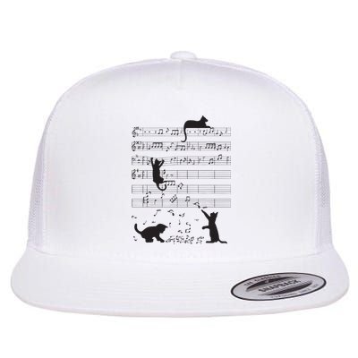Cute Cat Kitty Playing Music Note Clef Musician Art Flatbill Hat