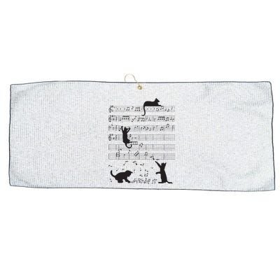 Cute Cat Kitty Playing Music Note Clef Musician Art Large Microfiber Waffle Golf Towel