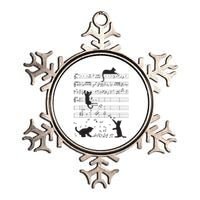 Cute Cat Kitty Playing Music Note Clef Musician Art Metallic Star Ornament