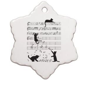 Cute Cat Kitty Playing Music Note Clef Musician Art Ceramic Star Ornament