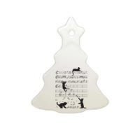 Cute Cat Kitty Playing Music Note Clef Musician Art Ceramic Tree Ornament