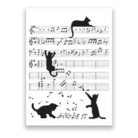 Cute Cat Kitty Playing Music Note Clef Musician Art Poster