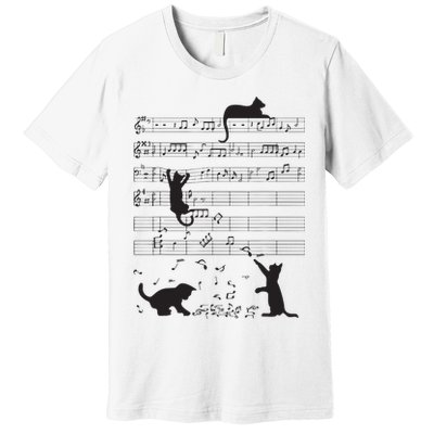 Cute Cat Kitty Playing Music Note Clef Musician Art Premium T-Shirt