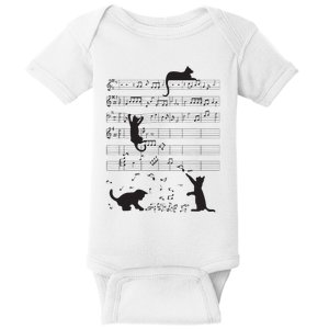 Cute Cat Kitty Playing Music Note Clef Musician Art Baby Bodysuit