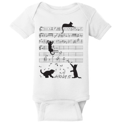 Cute Cat Kitty Playing Music Note Clef Musician Art Baby Bodysuit
