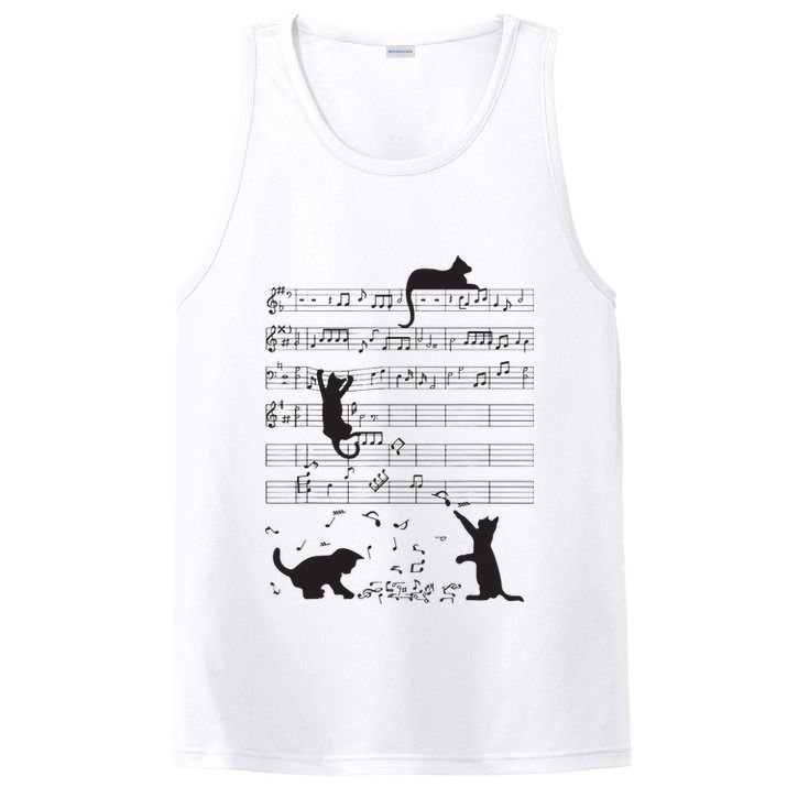 Cute Cat Kitty Playing Music Note Clef Musician Art PosiCharge Competitor Tank