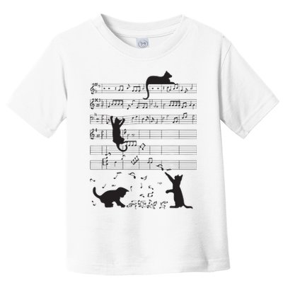 Cute Cat Kitty Playing Music Note Clef Musician Art Toddler T-Shirt