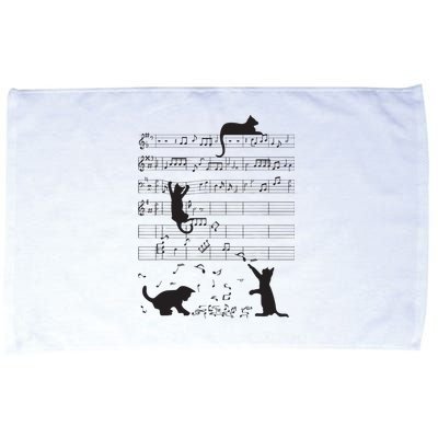 Cute Cat Kitty Playing Music Note Clef Musician Art Microfiber Hand Towel
